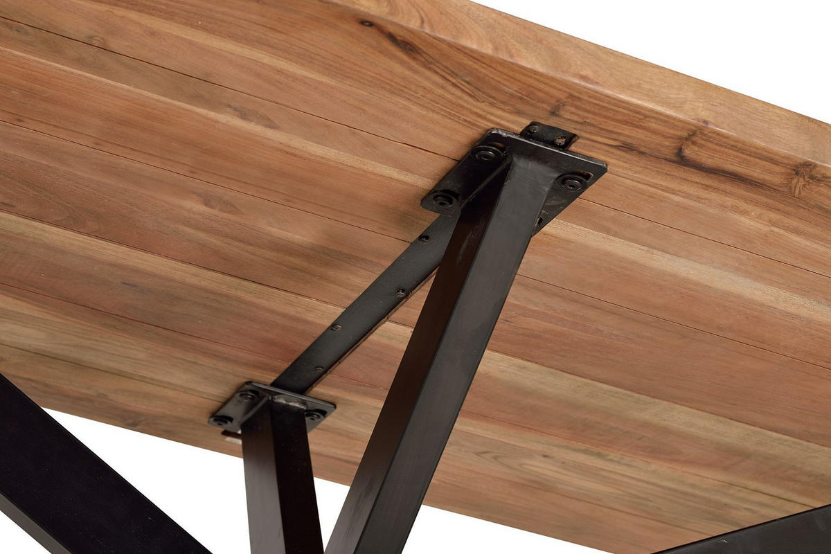 ESSTISCH aus Akazienholz und Metall - Braun, Holz (180/90/76cm) - Giner y Colomer