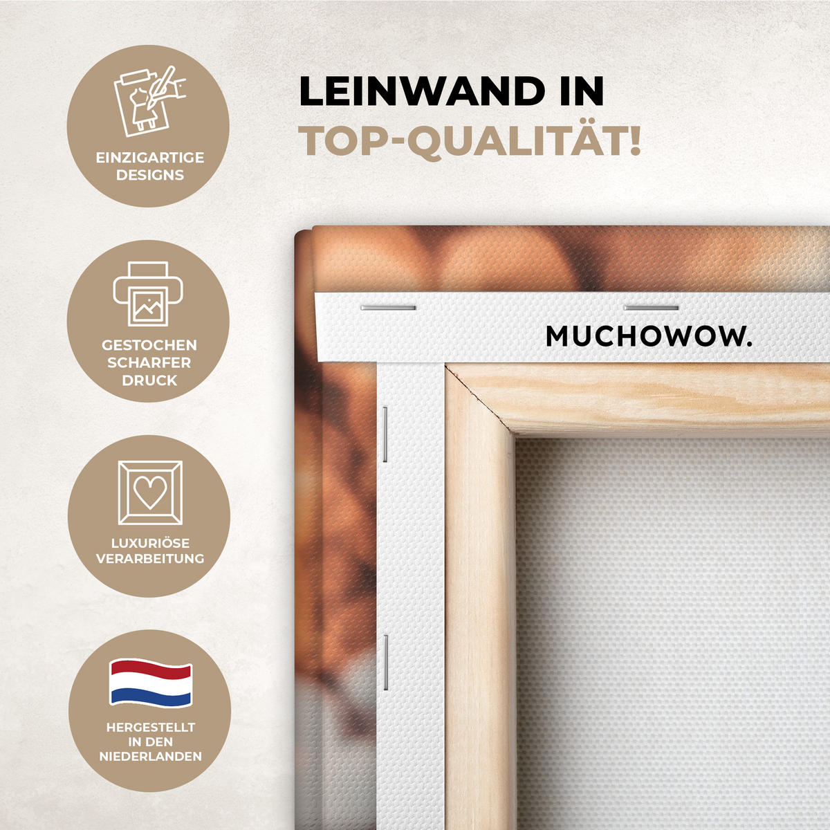 LEINWANDBILD Vogel - Zweig - Winter - Tiere - Schnee Wanddeko Schlafzimmer 60x90 cm - Bernsteinfarben, Textil (60/90cm) - MuchoWow