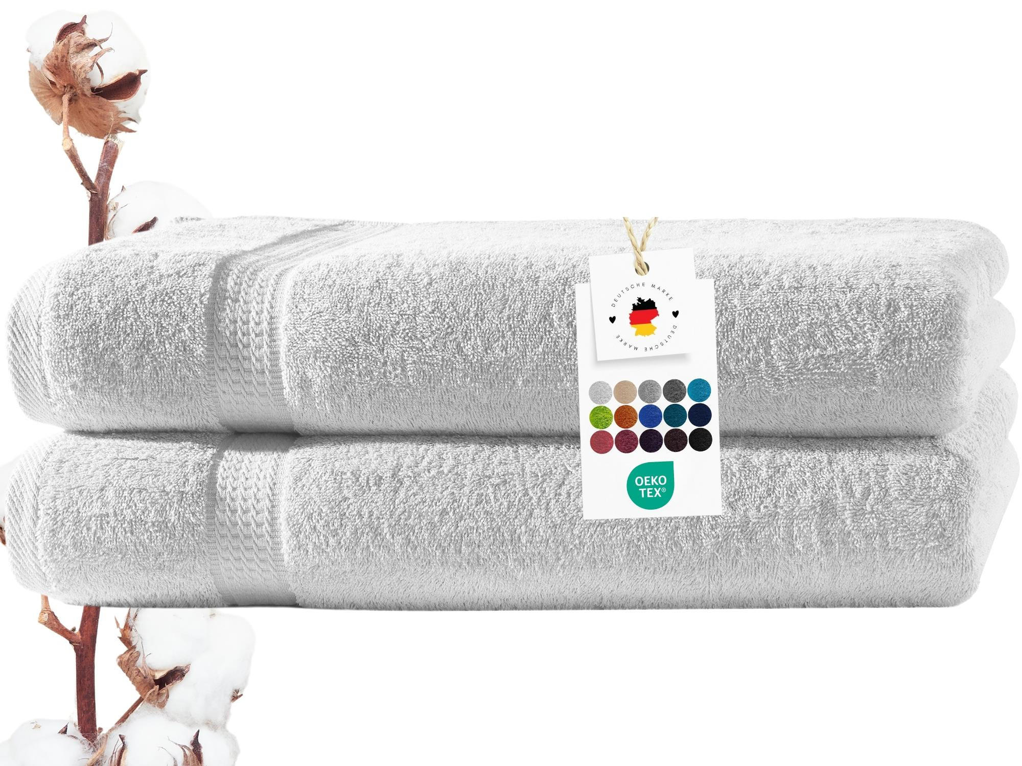 BADETUCH 100x150 cm Frottier Handtücher im 2er Set aus 100% Baumwolle, Weiß 500g/m2 - Weiß, Textil (100/150cm) - Carpe Sonno