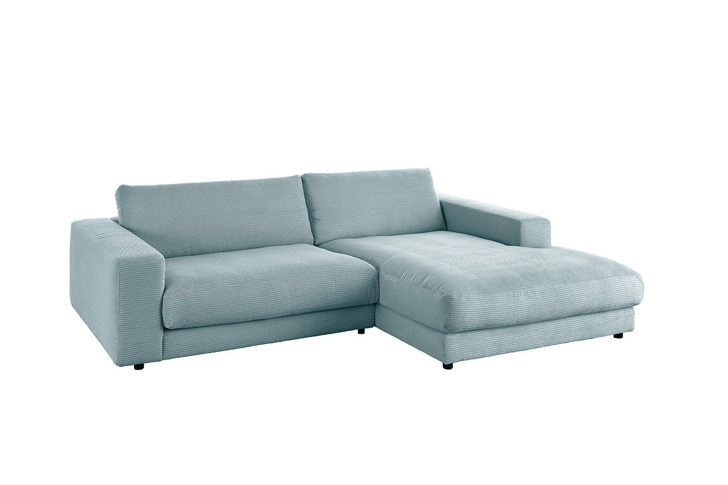 ECKSOFA MADELINE Hellblau Cord - Schwarz/Hellblau, Kunststoff/Textil (270/190cm) - KAWOLA