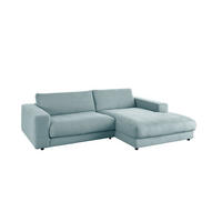 ECKSOFA MADELINE Hellblau Cord - Schwarz/Hellblau, Kunststoff/Textil (270/190cm) - KAWOLA