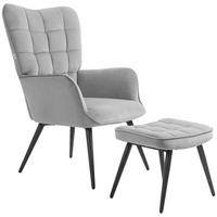 RELAXSESSEL mit Ottomane bis 120 kg, Grau - Hellgrau, Textil (77.5/98/73cm) - furnicato