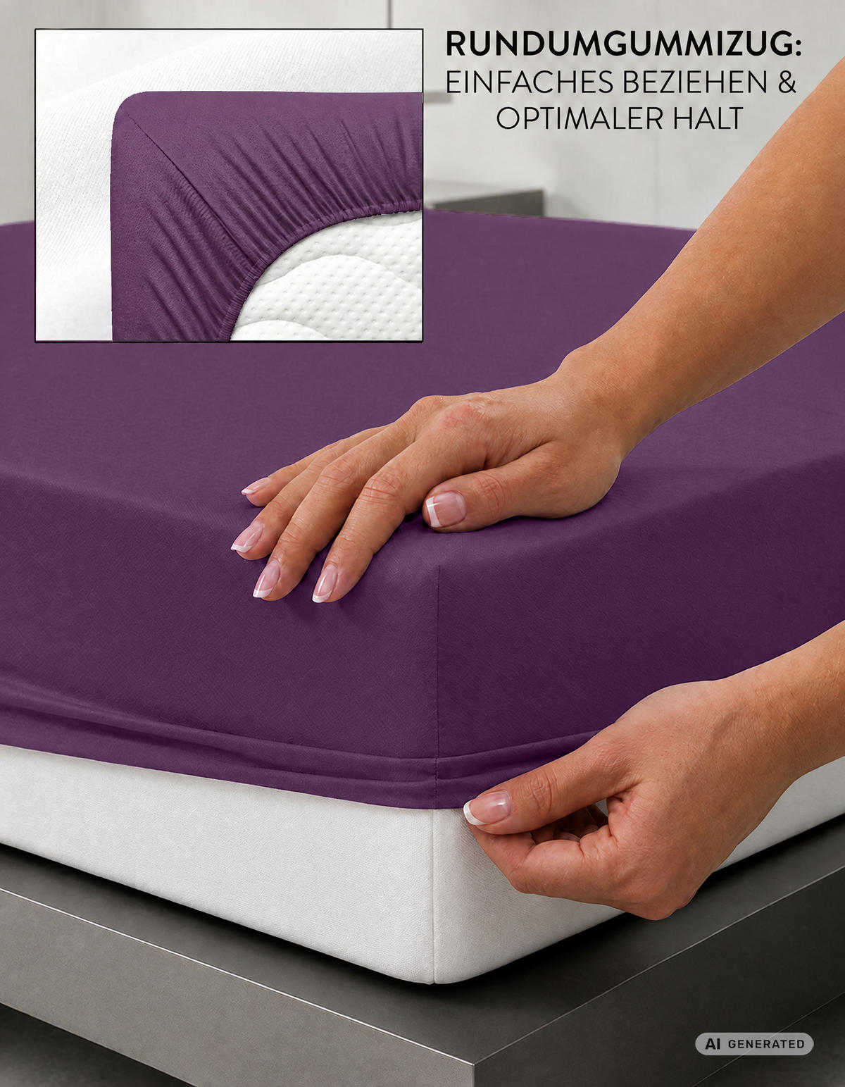 SPANNBETTTUCH Basic Jersey dunkel violett, 140x200 cm - 160x200 cm - Violett, Textil (160/200cm) - Castell