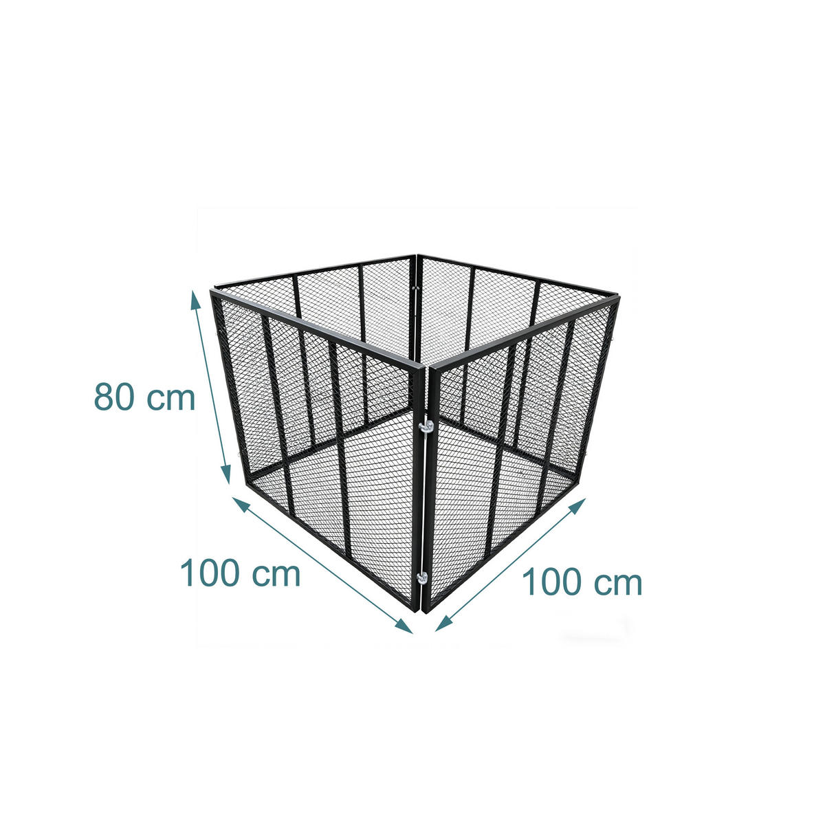 KOMPOSTER Schwarz Stahl 800 l - Schwarz, Metall (100/80/100cm) - Relaxdays
