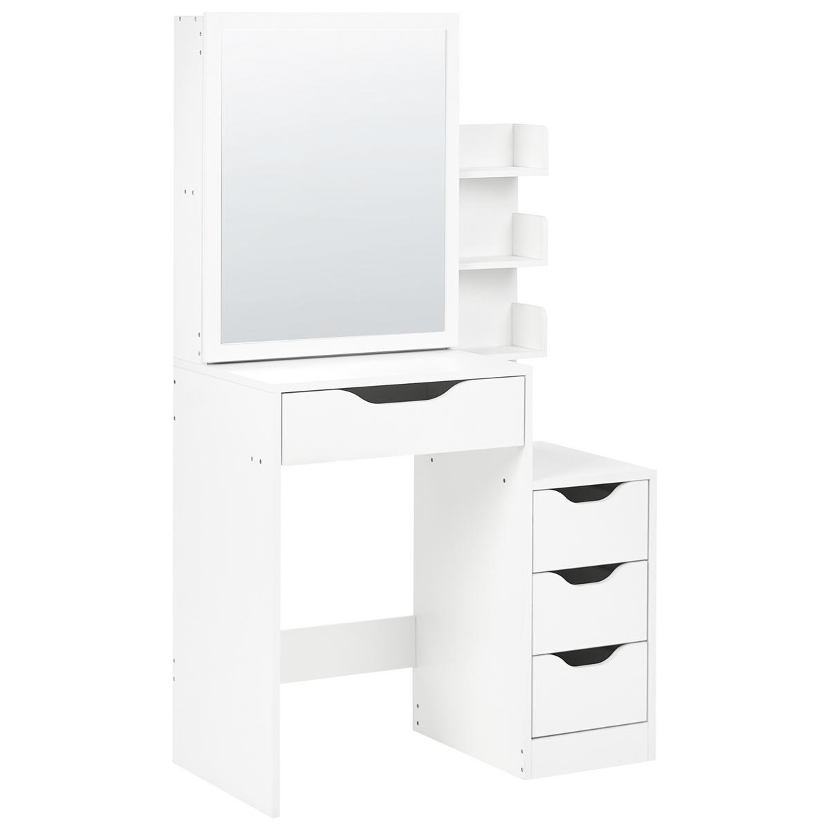 SCHMINKTISCH mit Spiegel und Hocker Weiß Gatineau - Weiß, Holzwerkstoff (76/132/40cm) - Beliani