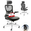 BÜROSTUHL SmartSeat Schwarz - Silberfarben/Schwarz, Kunststoff/Textil (70/142/70cm) - Clouvou