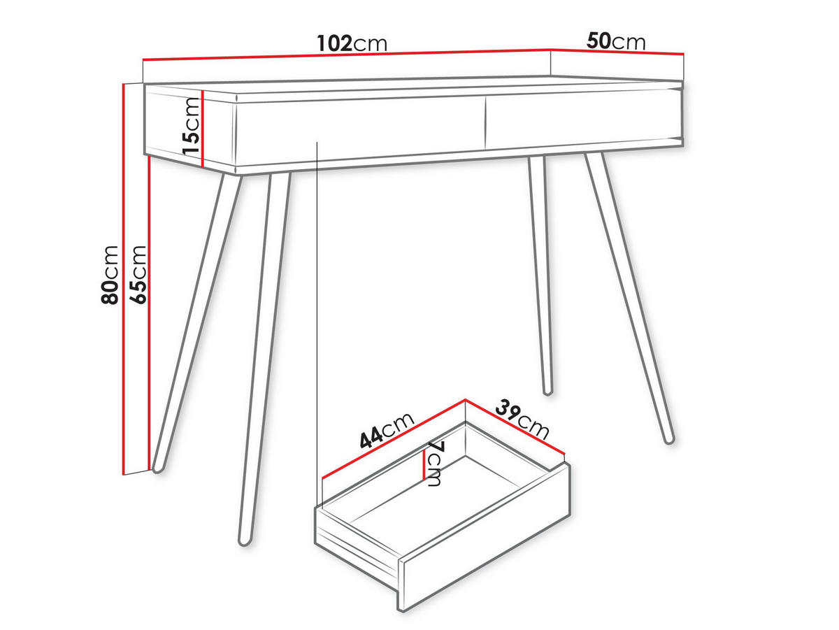 SCHMINKTISCH Oro T102 - Goldfarben/Weiß, Holzwerkstoff/Metall (50/102/80cm) - MIRJAN24