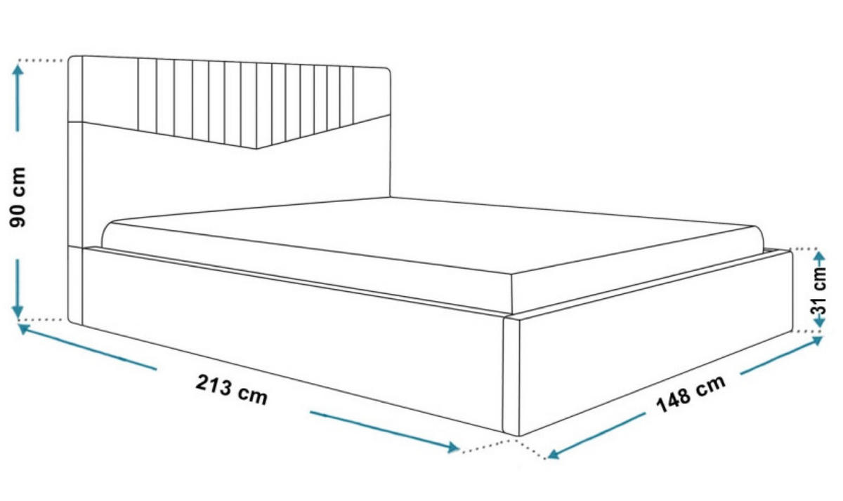 BETT Blau OLDO 7 Mit Bettkasten 140x200 cm - Blau/Schwarz, Textil (140/200cm) - Sepro Meble