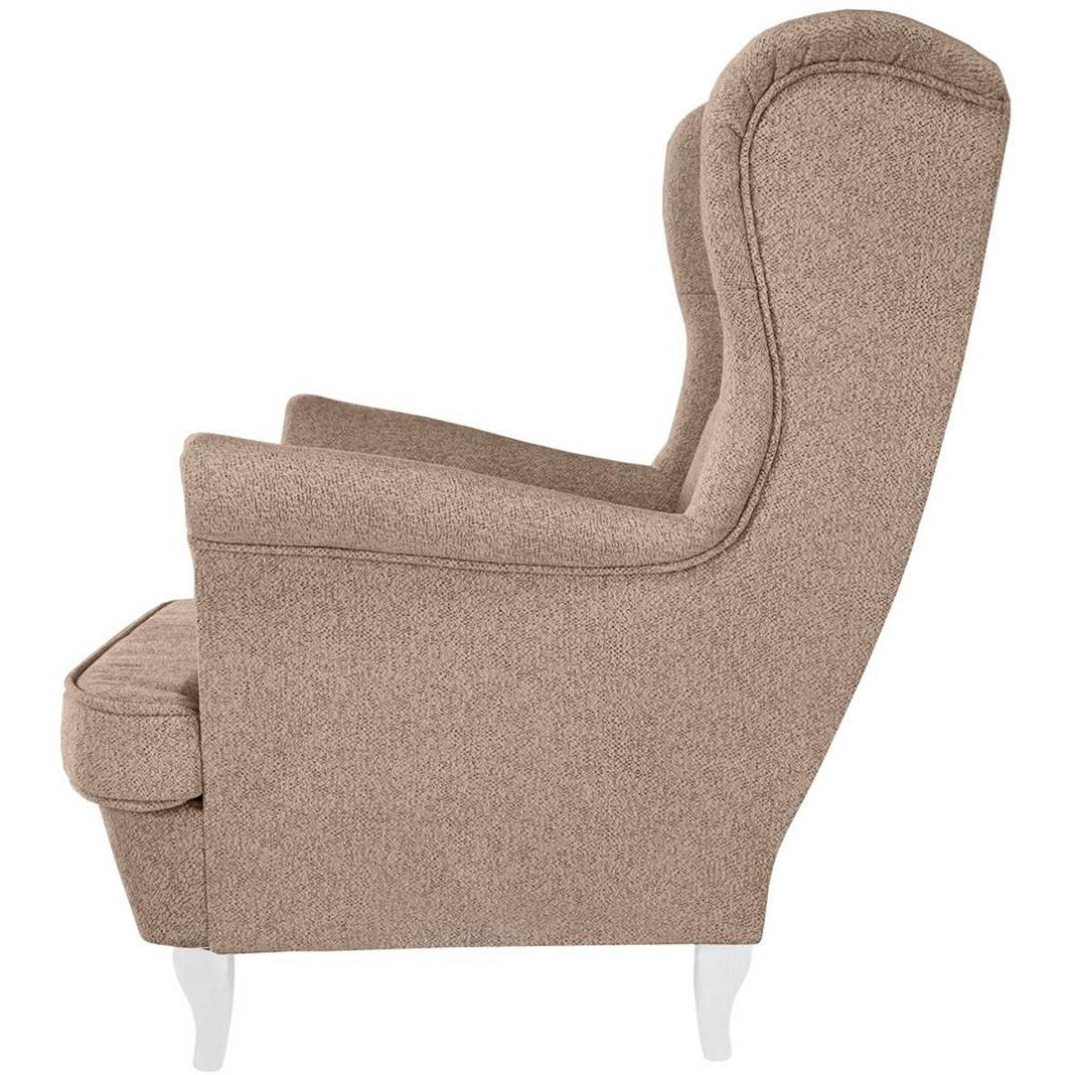 CHESTERFIELD-SESSEL Falco hellbraun mit Weiß Holzbeinen - Hellbraun/Weiß, Holz/Textil (82/102/92cm) - Beautysofa