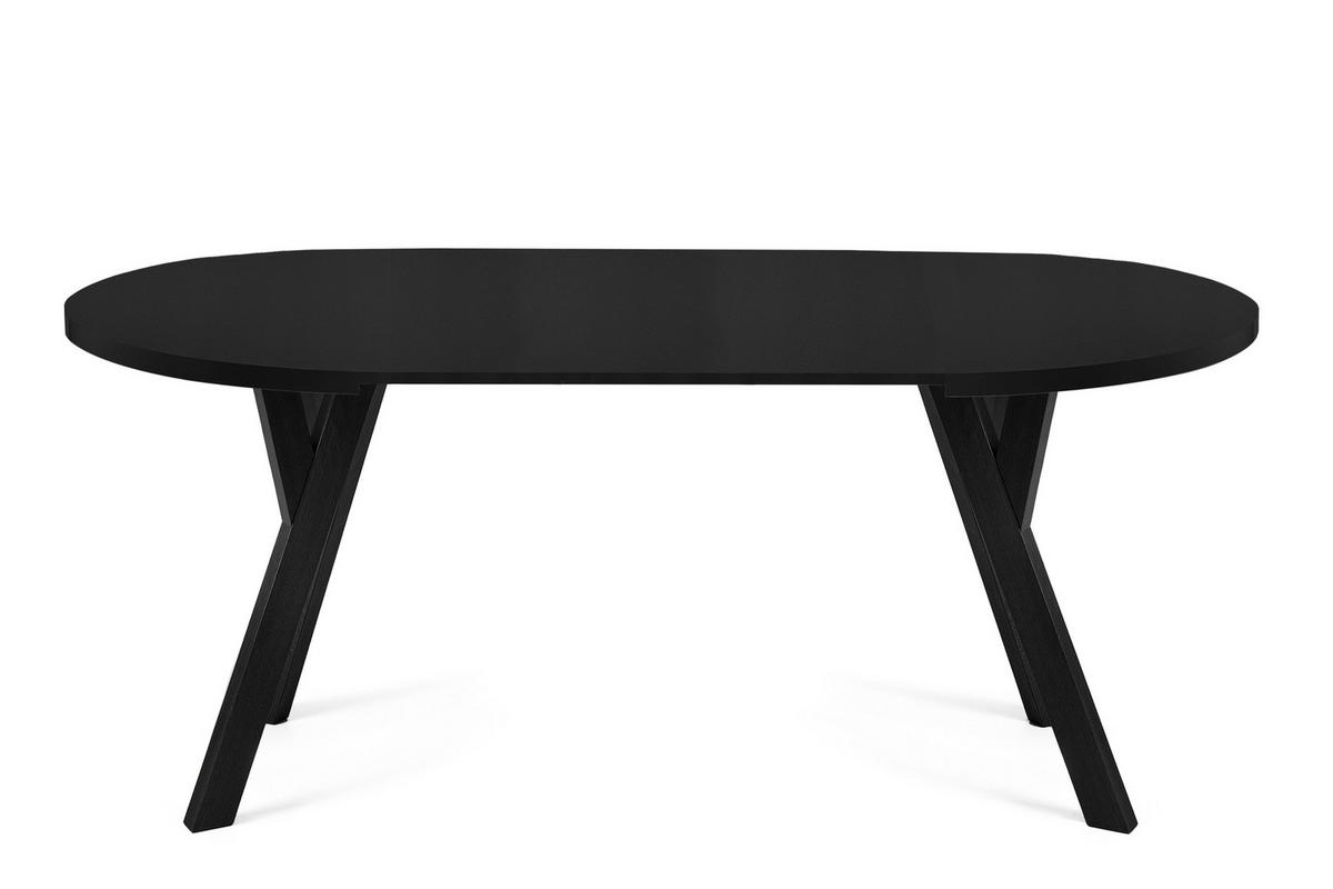 ESSTISCH INDAGA Ausziehbar 100-180cm Rund, mattschwarz - Schwarz Hochglanz/Schwarz, Holz (100/180/75cm) - KONSIMO®