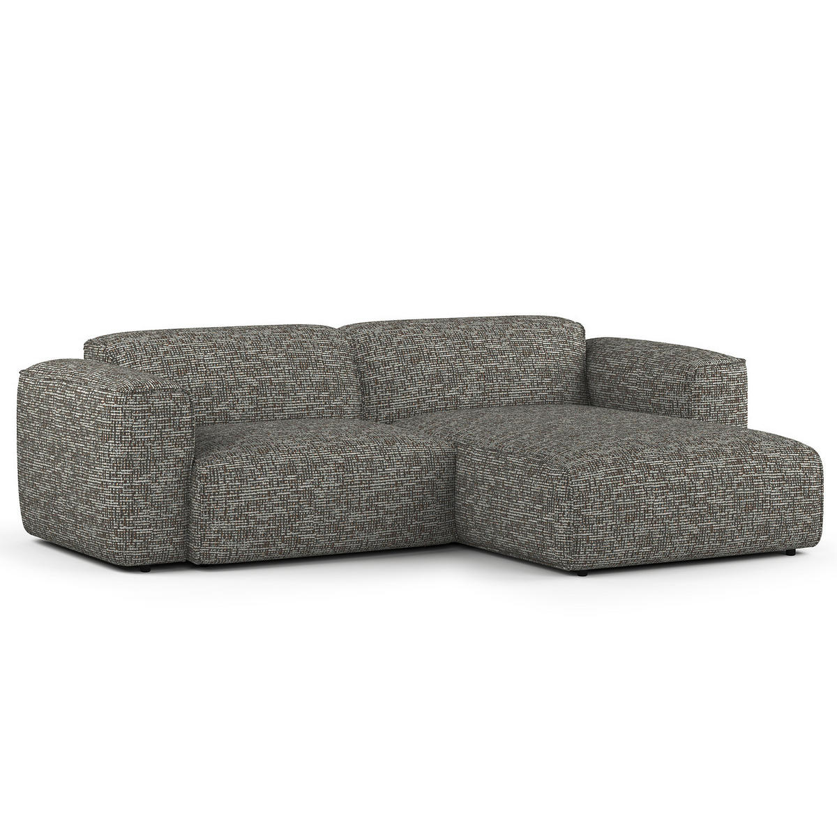 1,5-SITZER ECKSOFA mit Longchair - Schwarz/Grau, Kunststoff/Textil (260/173cm) - home24