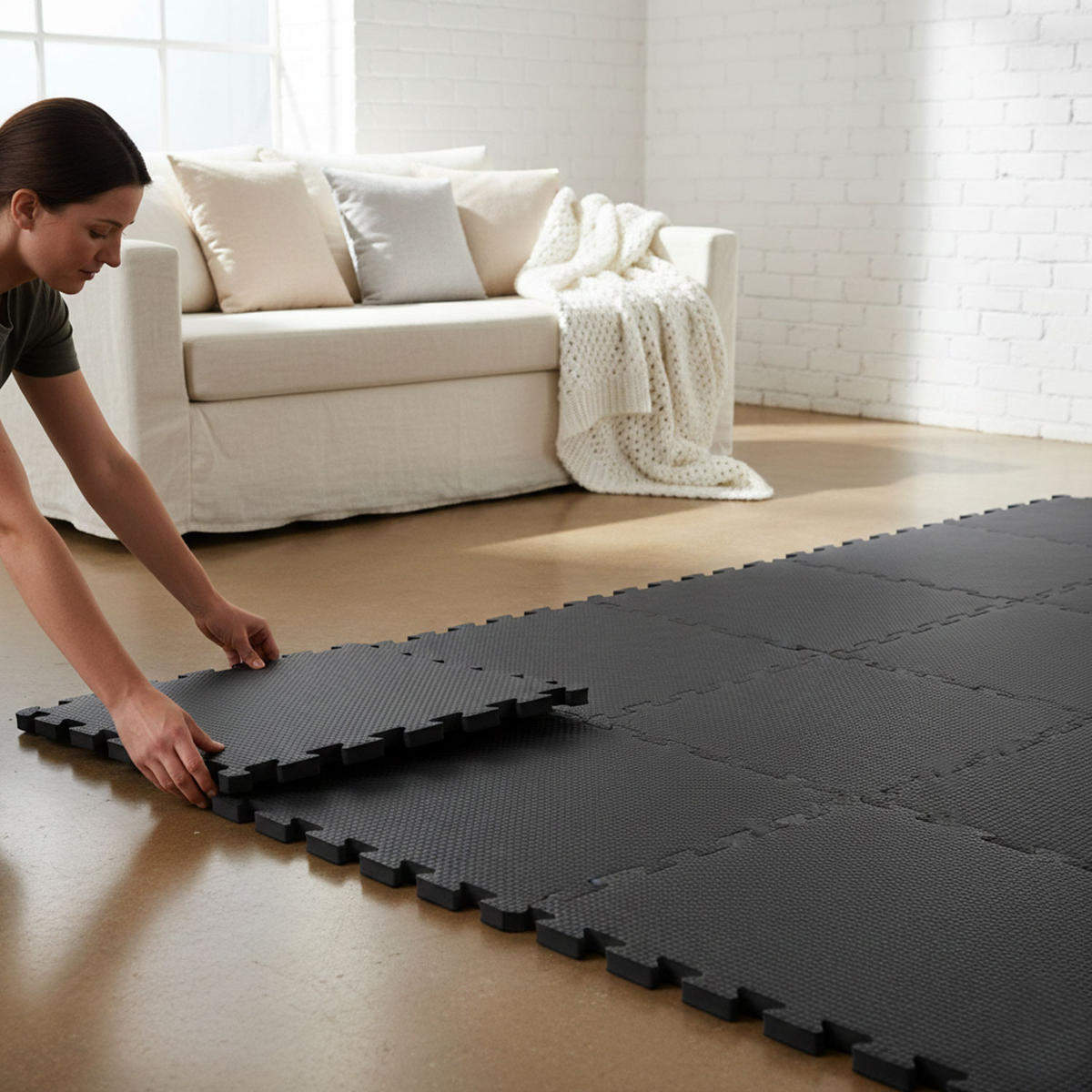 BODENSCHUTZMATTE 30x30x1 cm, Schwarz, 54er Set - Schwarz, Kunststoff (30/30/1cm) - eyepower