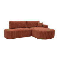 ECKSOFA Mit Schlaffunktion Und Bettkasten, Cordstoff Tilia, Kupfer, Rechts, ROUND ONE OPEN XL - Orange, Holz (262/175cm) - Kaiser Möbel