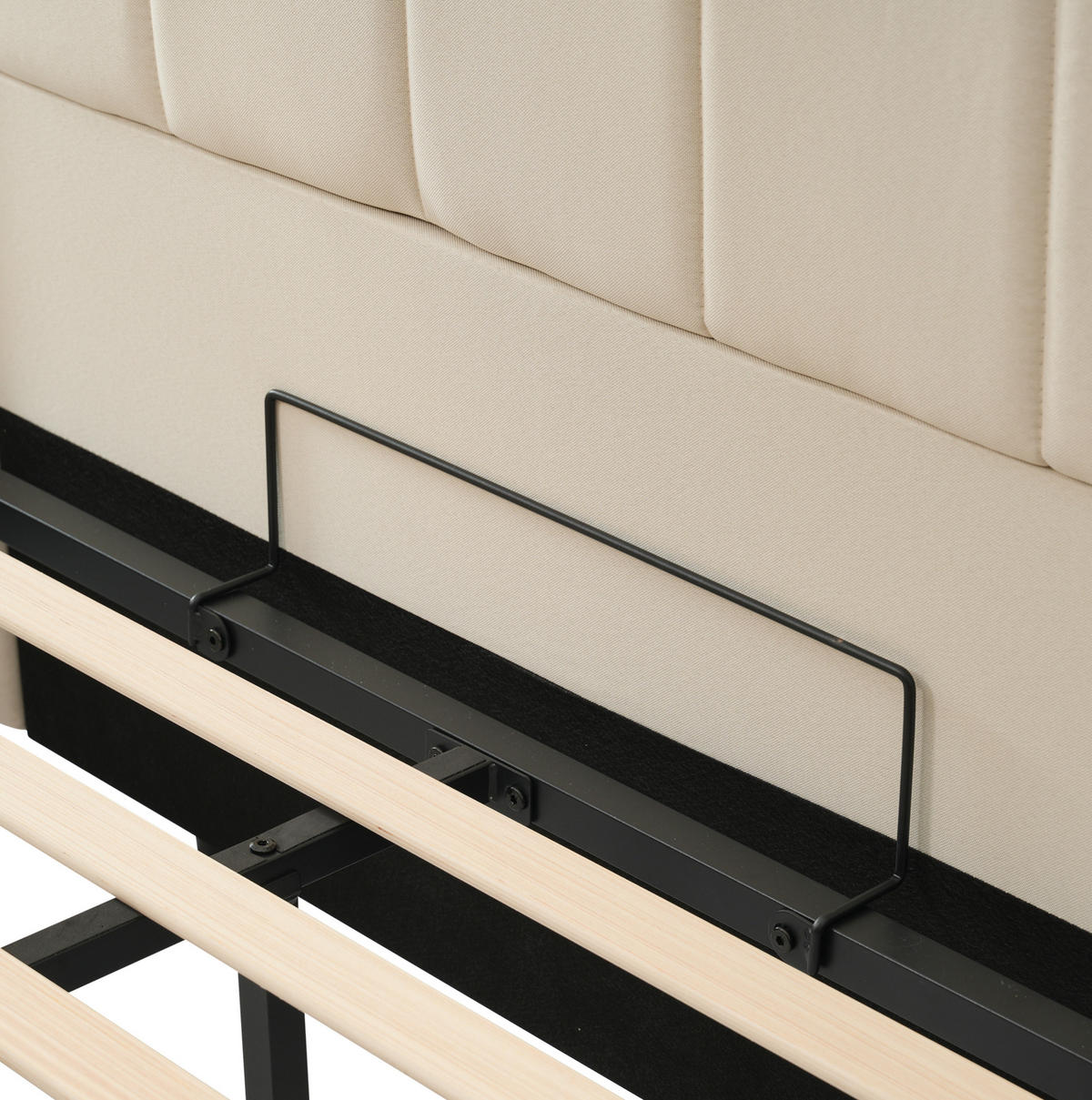 POLSTERBETT aus Leinen 180x200 cm Beige mit Bettkasten, LED-Beleuchtung, USB-C und 7-Zonen-Matratze - Beige, Textil (180/200cm) - IVMEU