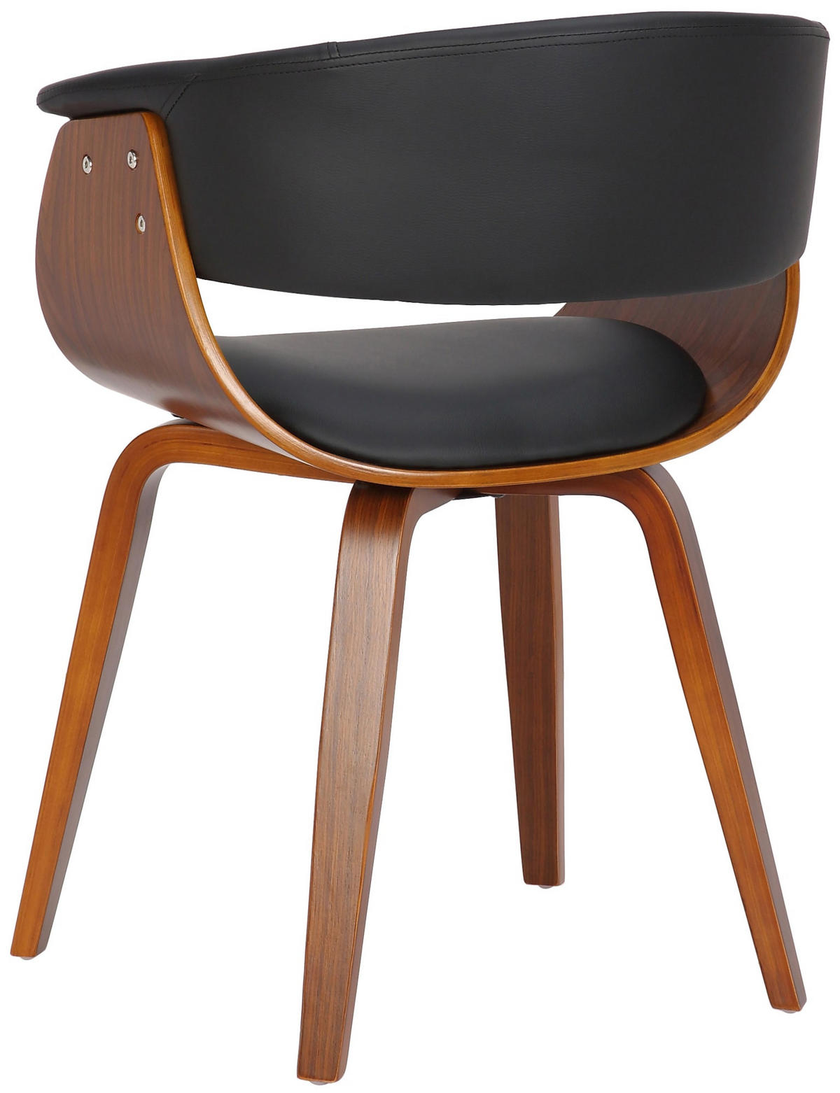 STUHL Lederlook Schwarz - Walnussfarben/Schwarz, Holz/Textil (60/75/55cm) - CLP