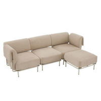 ECKSOFA L-Form modular mit Hocker, DE-42607, Khaki - Sandfarben, Metall (251/155cm) - ComfortXL