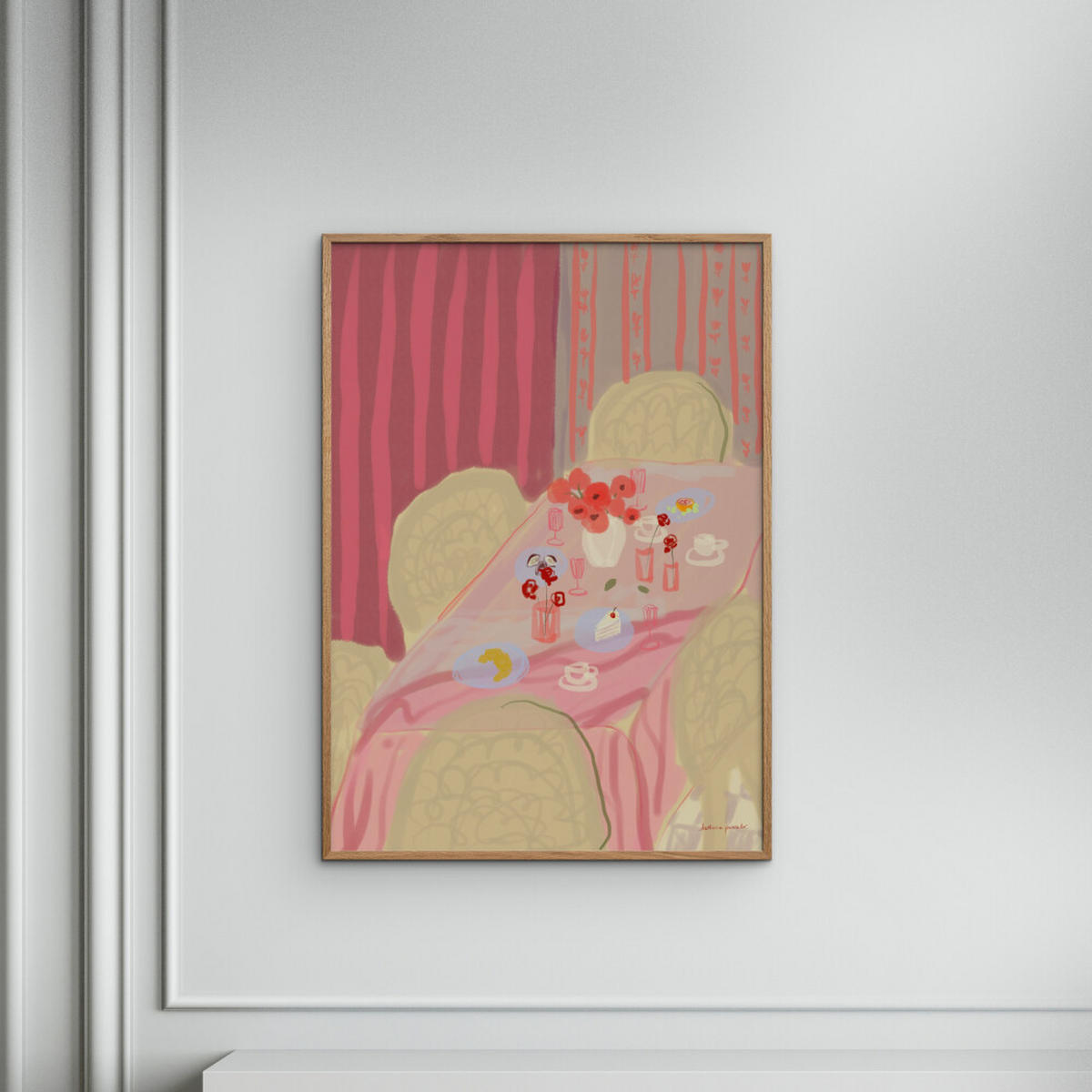 POSTER mit Rahmen Katharina Puritscher - Rose Table - Pink/Eichefarben, Holz/Papier (50/70cm) - Poster&Frame