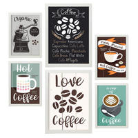 POSTER Set Mit 6 Kaffee Vollfarbige Illustrationen Von Kaffee & Getränken Im Werbetafel Illustrationen Für & Heim A3 & A4 Weißer Rahmen - Weiß, Papier (29/3cm) - Nacnic