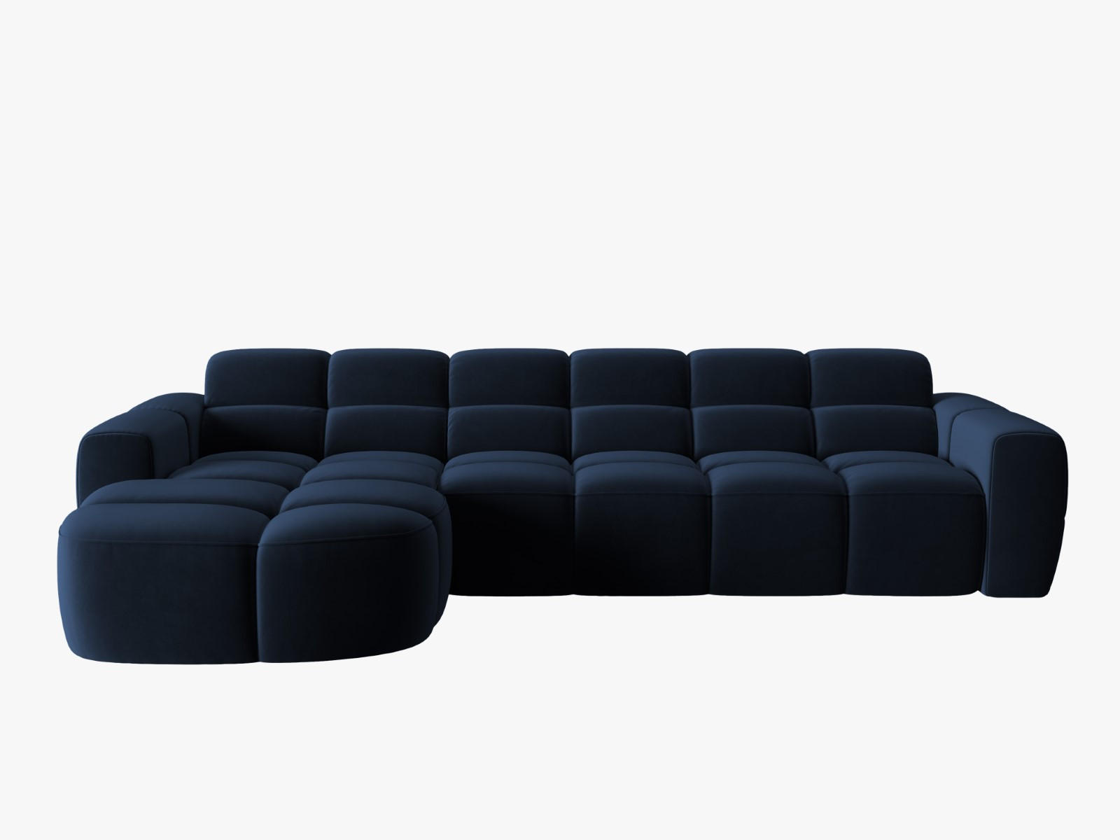 ECKSOFA links Lisa aus Samt königsblau 4 Sitzplätze - Dunkelblau, Textil (170/310cm) - Micadoni