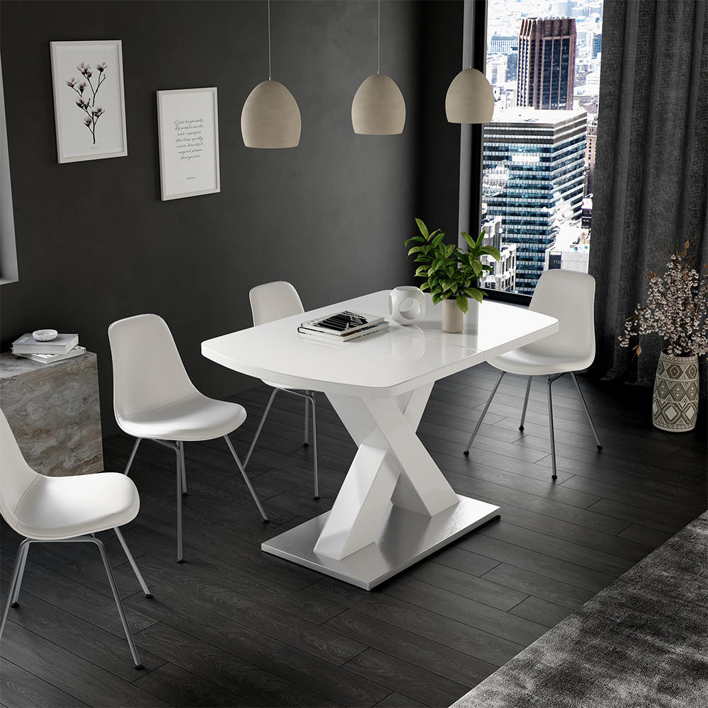 ESSTISCH Chinto Weiß 120 x 80 cm ausziehbar - Weiß, Holzwerkstoff (80/120/76cm) - Vicco