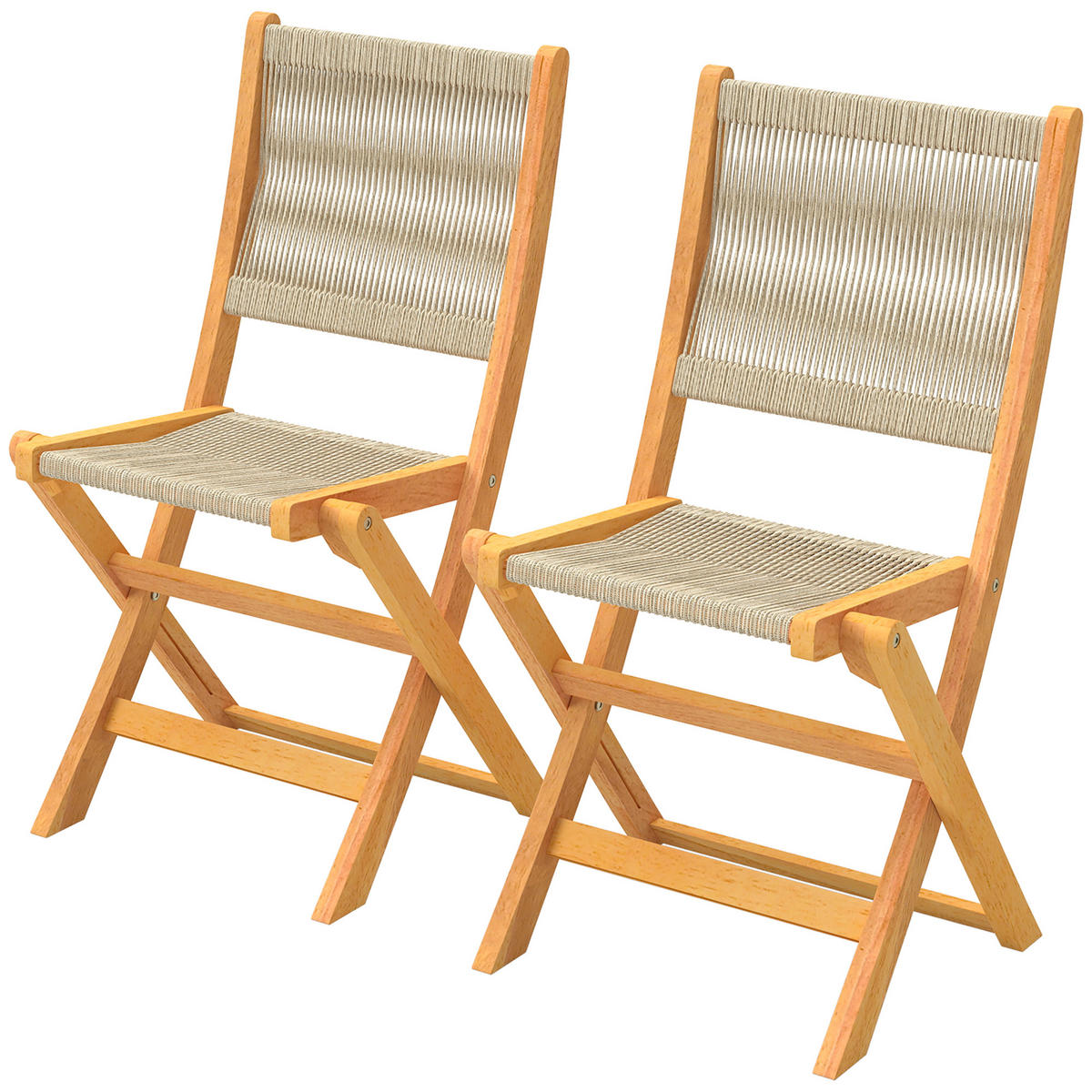 KLAPPSTUHL 2er-SET DE-17425 Natur & Beige - Naturfarben, Holz (55.5/88/48cm) - ComfortXL