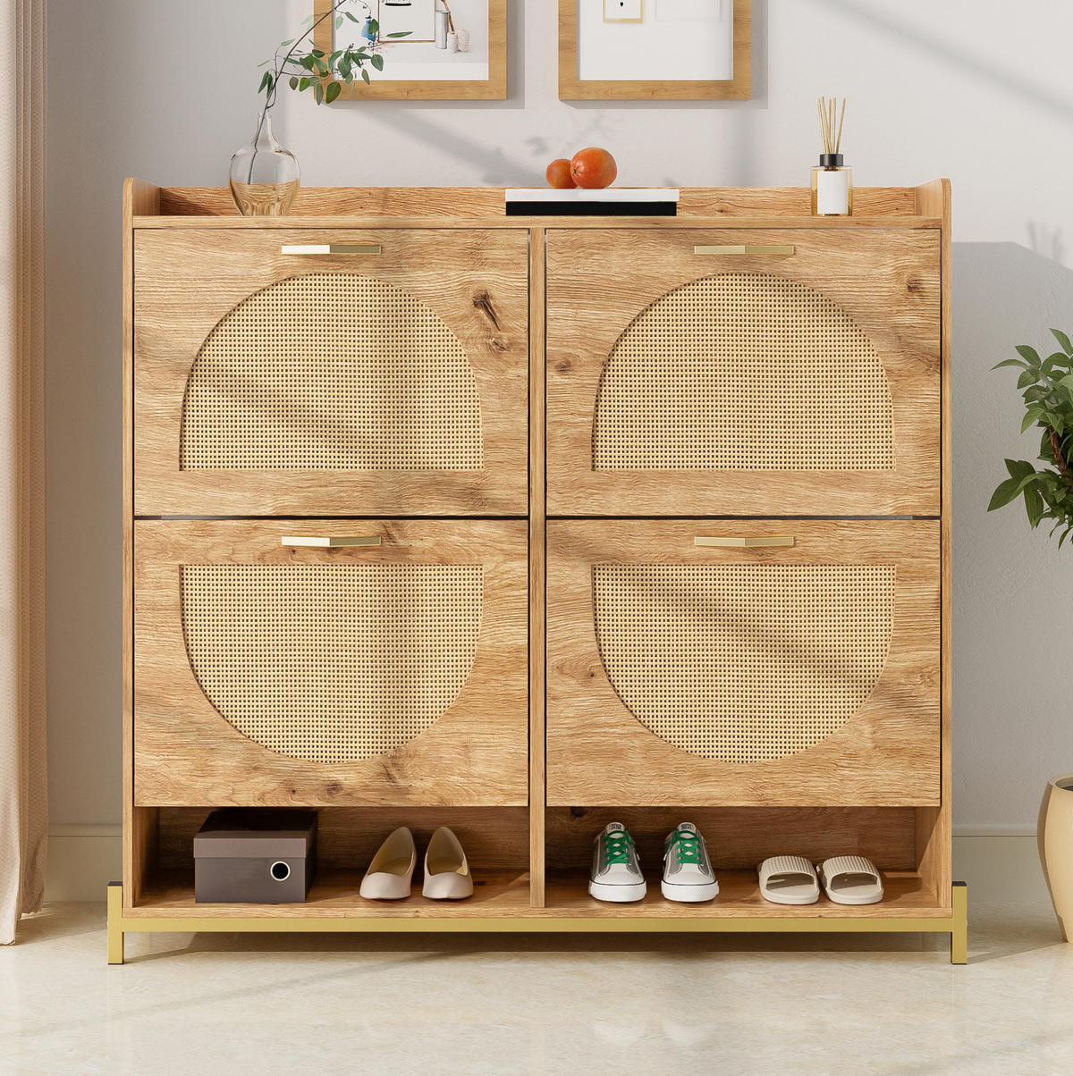 SCHUHSCHRANK 108,5/100/24 cm Holzfarbe aus MDF mit oberer Ablage - Naturfarben, Holzwerkstoff (108.5/100/24cm) - OKMYHOME