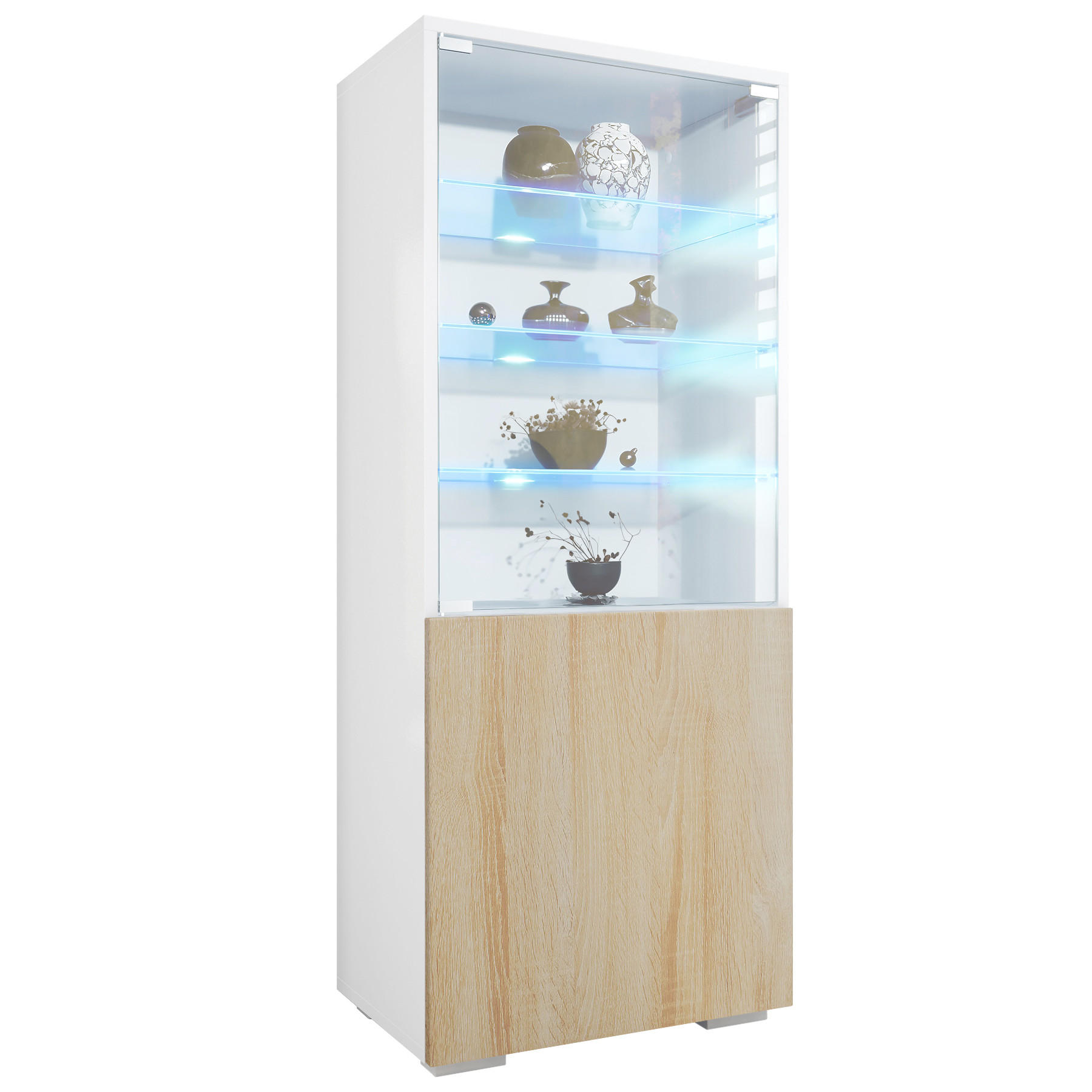 VITRINE Granada Eiche sägerau - Eiche San Remo, Holzwerkstoff (50/122.5/34.5cm) - Vladon