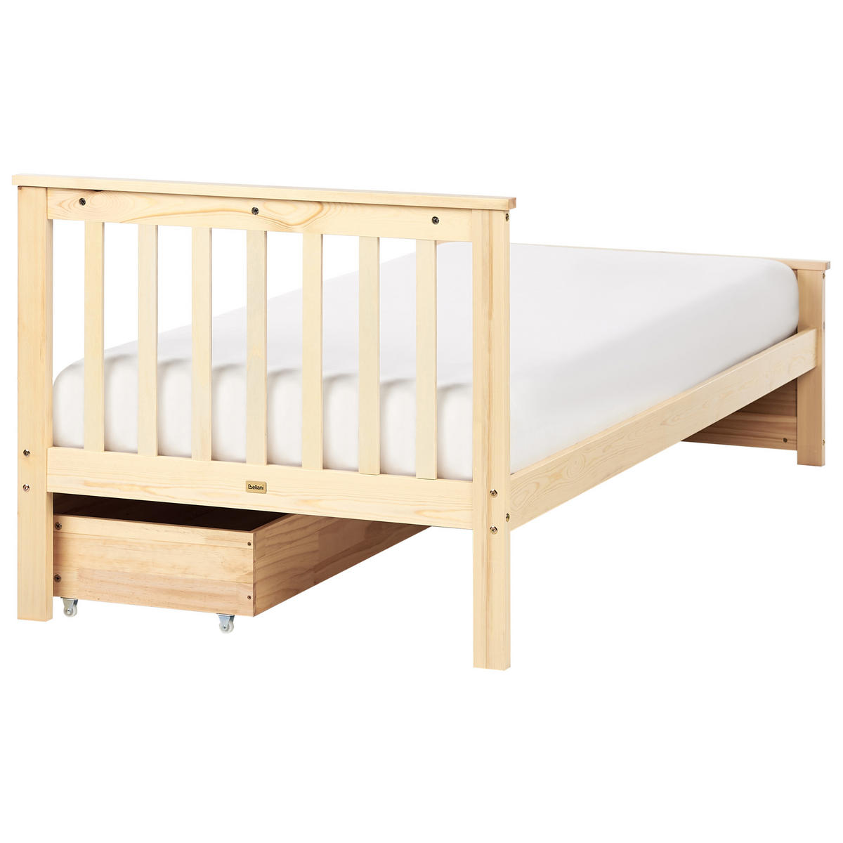 BETT mit Schubladen 90x200 cm Heller Holzfarbton Olendon - Hellbraun, Holz (90/200cm) - Beliani