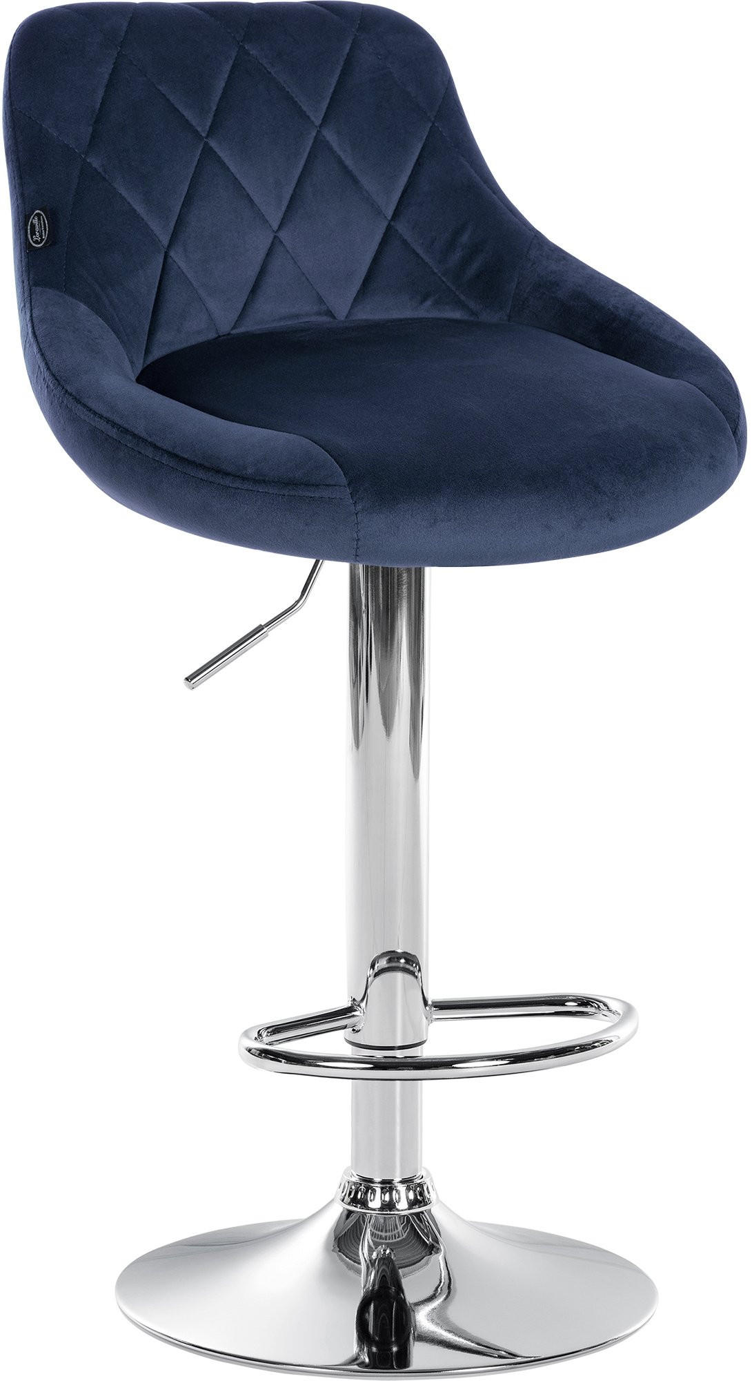 BARHOCKER 2er Set Samt blau - Chromfarben/Blau, Textil/Metall (46/83/49cm) - CLP