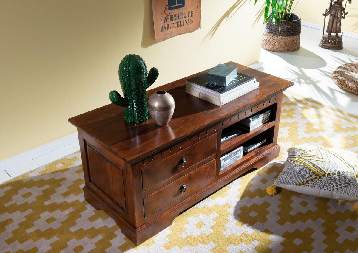TV-BOARD Akazie 115x48x50 nougat lackiert OXFORD #317 - Dunkelbraun, Holz (115/50/48cm) - Massivmoebel24