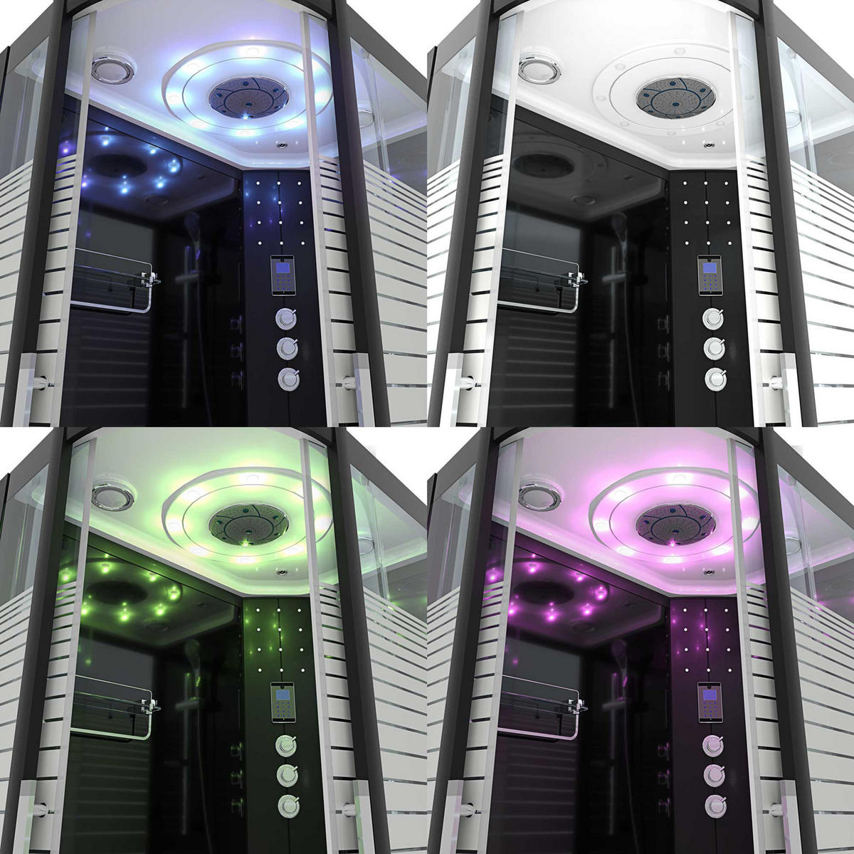 DAMPFDUSCHE Sauna Duschkabine D30-73M3L 120x80 cm - Schwarz, Glas/Kunststoff (120/80/215cm) - AcquaVapore by Sandra Jentho