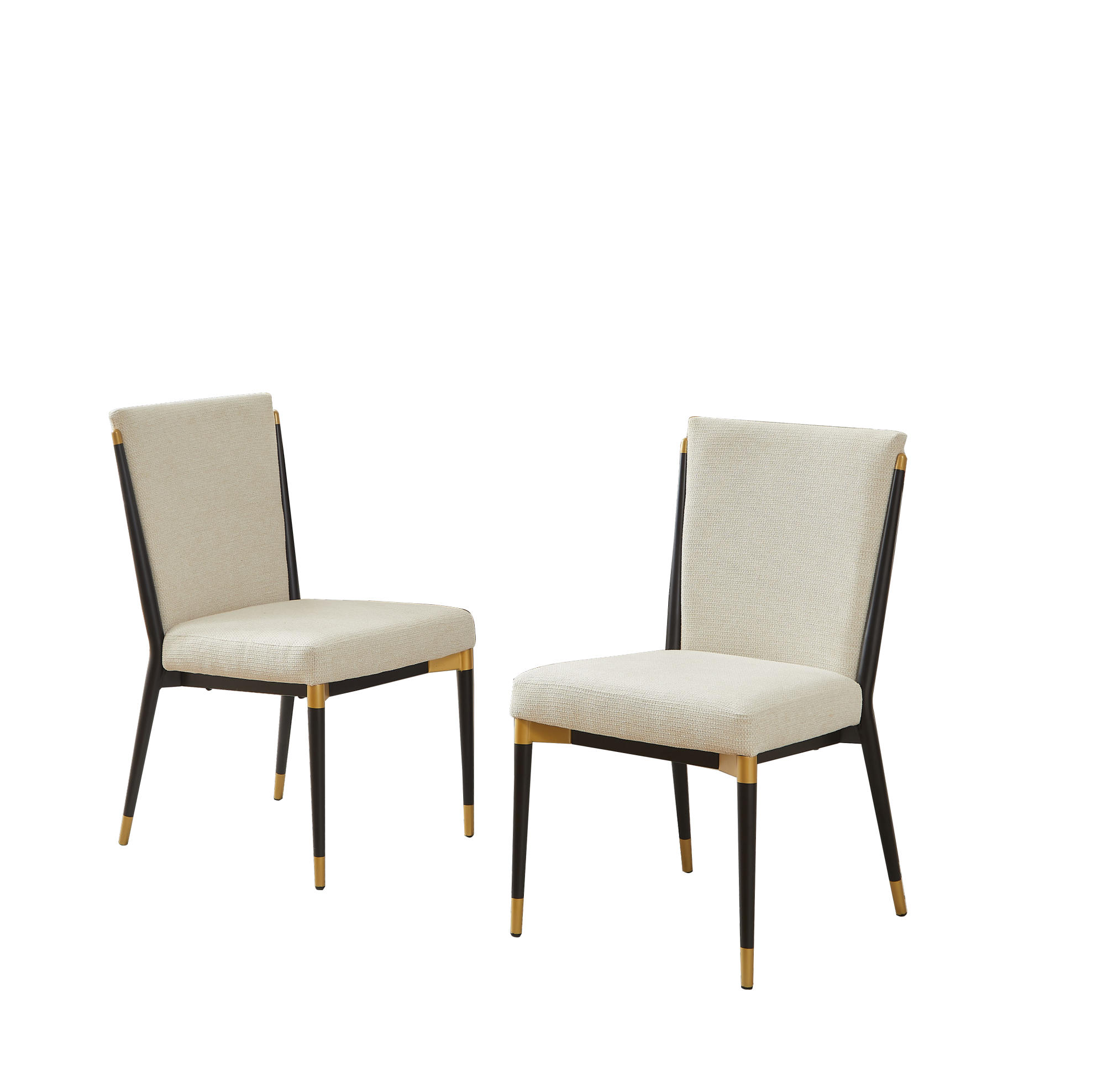 VIERFUSSSTUHL 2er-Set Beige aus Stoff mit schwarz-goldenem Gestell und höhenverstellbaren Stuhlbeinen - Beige, Metall (52/28/94cm) - OKMYHOME