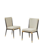 VIERFUSSSTUHL 2er-Set Beige aus Stoff mit schwarz-goldenem Gestell und höhenverstellbaren Stuhlbeinen - Beige, Metall (52/28/94cm) - OKMYHOME