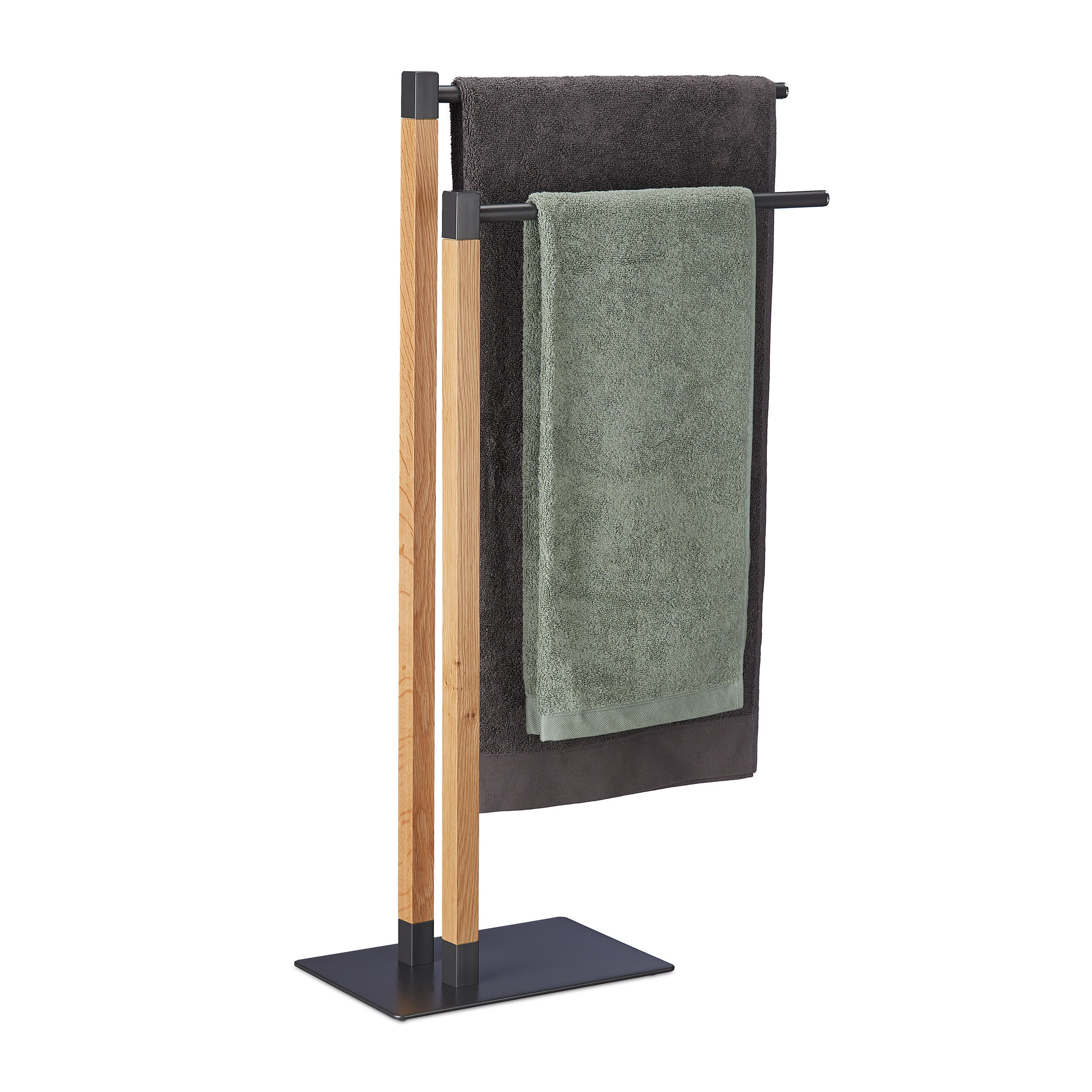 HANDTUCHHALTER - Multicolor, Holz/Metall (51.5/83.5/20cm) - Relaxdays