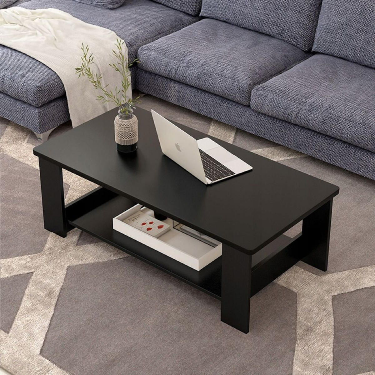 COUCHTISCH, schwarz 100/50/42 cm - Schwarz, Holzwerkstoff (50/100/42cm)