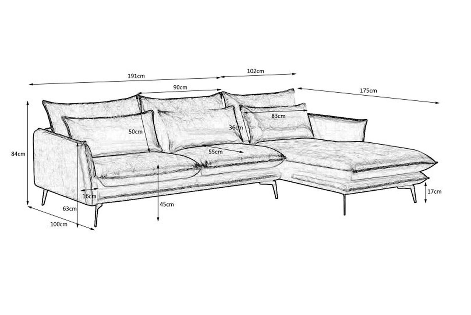 ECKSOFA SKYE Braun Velvet - Braun, Textil (293/175cm) - KAWOLA