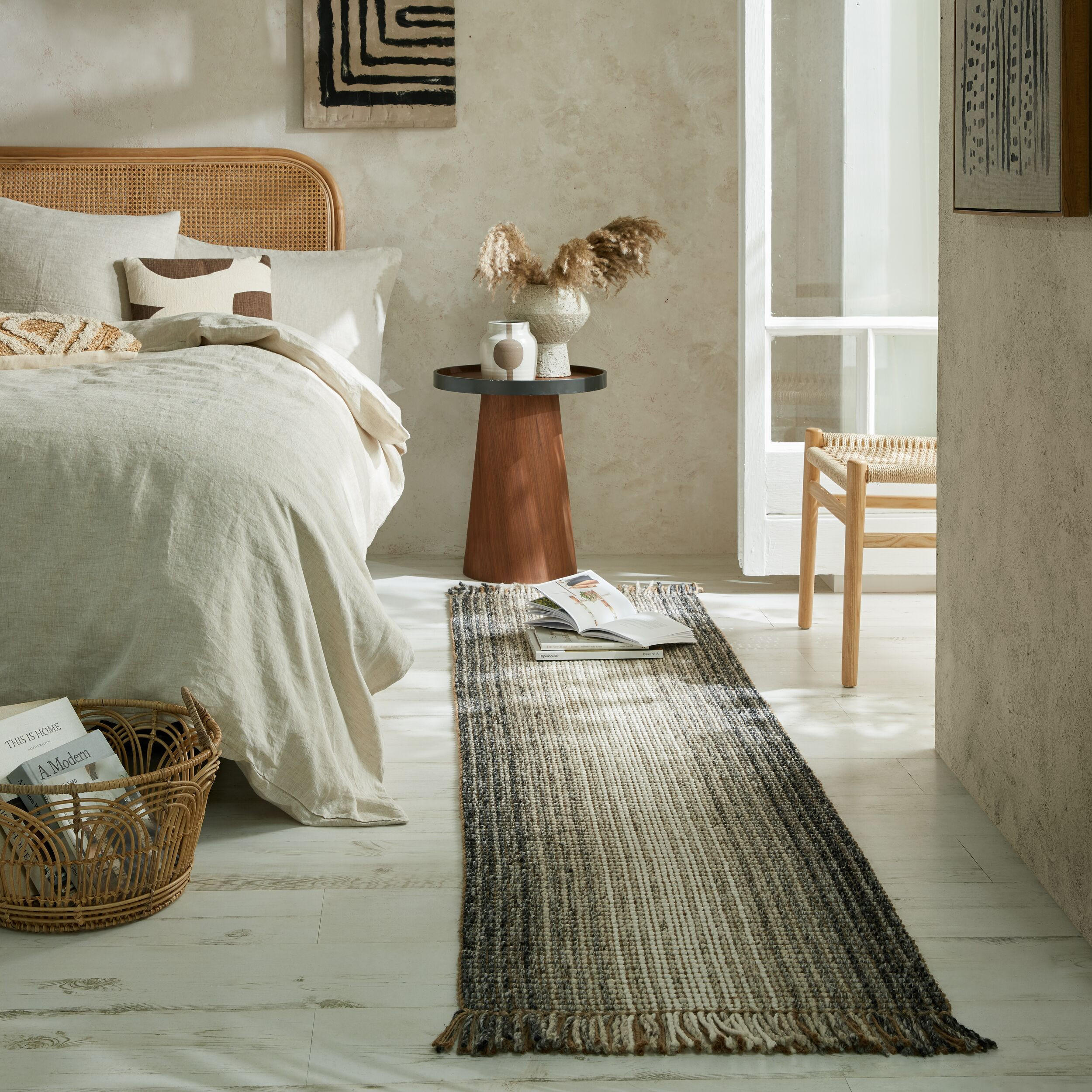 TEPPICH Jute-Wolle-Mix, handgewebt WEAVER, Grau 60x230 cm - Grau, Textil (60/230cm) - KADIMA DESIGN