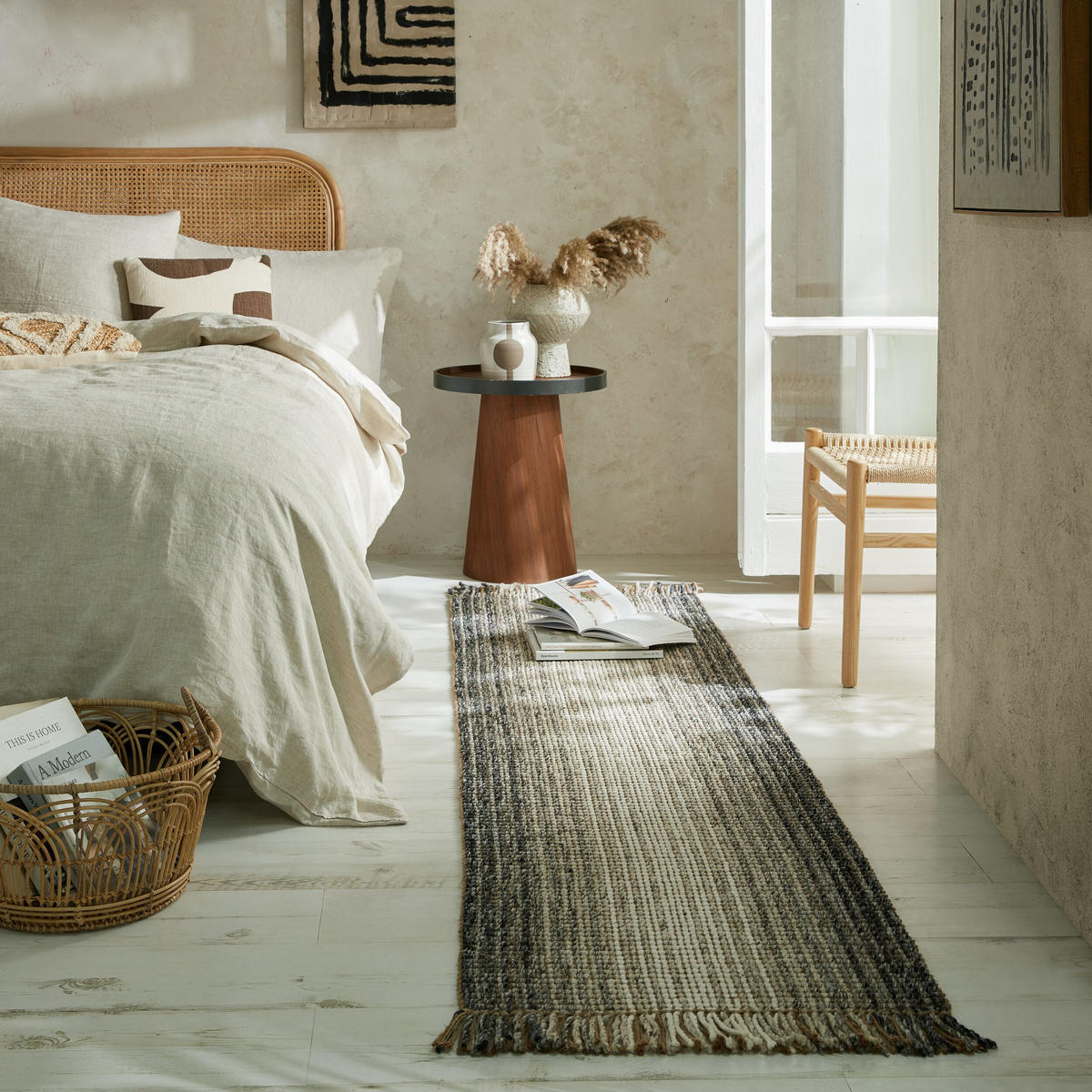 TEPPICH Jute-Wolle-Mix, handgewebt WEAVER, Grau 60x230 cm - Grau, Textil (60/230cm) - KADIMA DESIGN