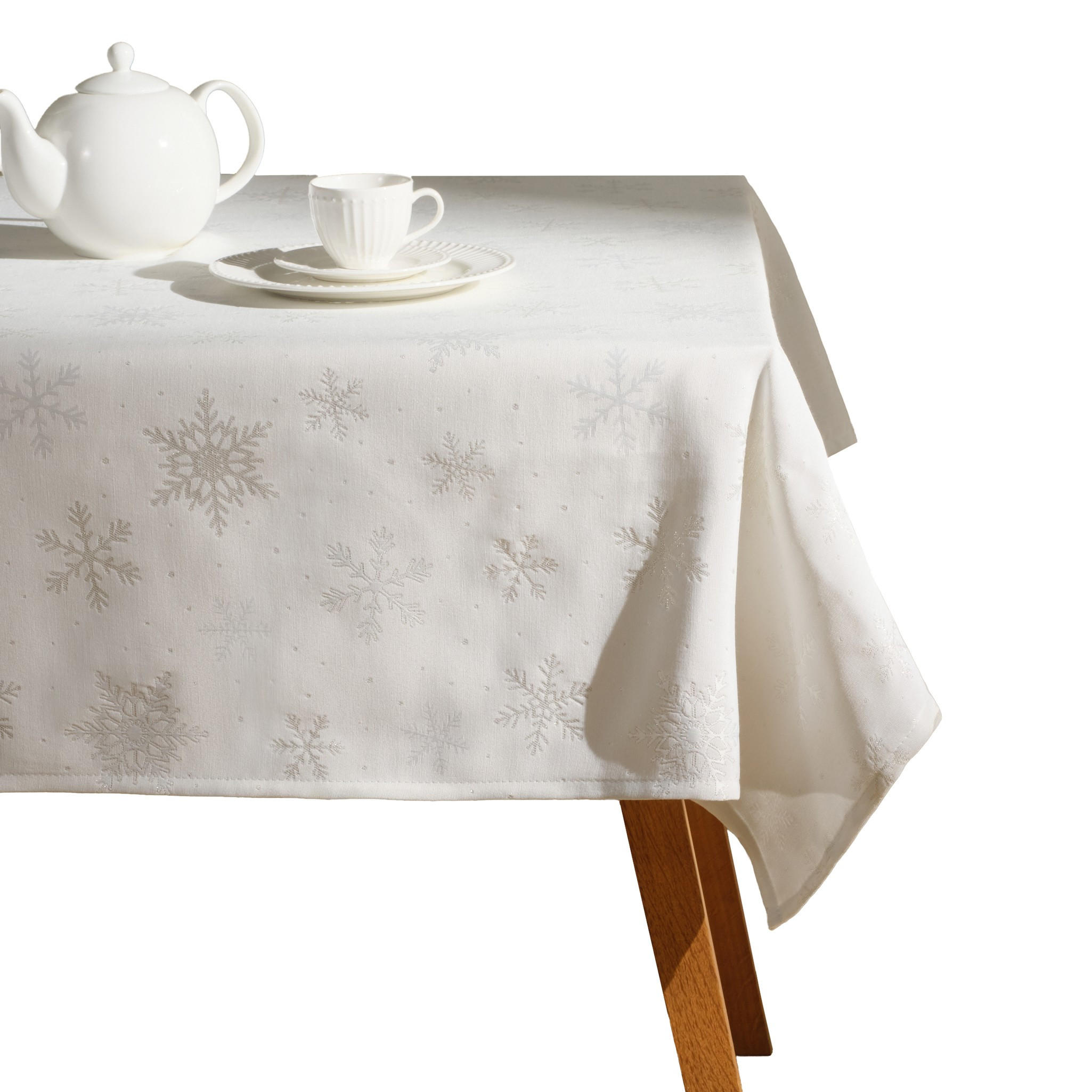 TISCHDECKE Preciosita 150 x 220 cm, Weiß, Dekorative Tischdeko Weihnacheten, Weihnachtsdeko, Christmas - Weiß, Textil (220/150/1cm) - home&you