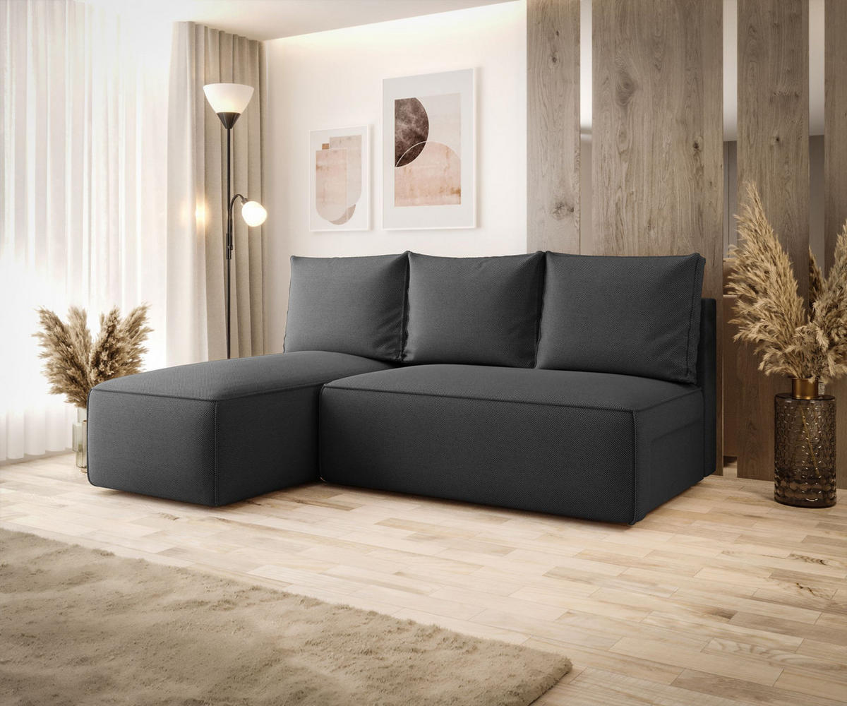 ECKSOFA mit Schlaffunktion SAVIO MINI Curio 97 Links - Dunkelgrau, Textil (200/140cm) - Bedante