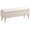 SITZBANK Polsterbank mit Stauraum scandinavia Truhenbank Polyester Holz Beige - Beige, Kunststoff (39/45/110cm) - HOMCOM