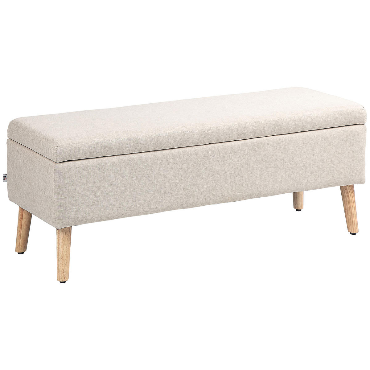 SITZBANK Polsterbank mit Stauraum scandinavia Truhenbank Polyester Holz Beige - Beige, Kunststoff (39/45/110cm) - HOMCOM