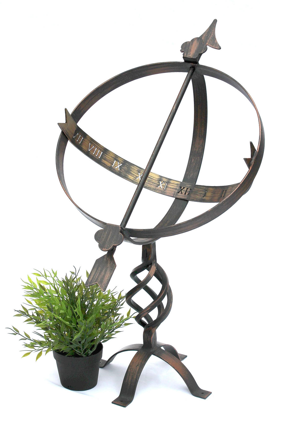 SONNENUHR Garten Metall Patina Wetterfest 70 cm - Weiß, Metall (50/70/40cm) - DanDiBo