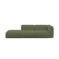 SOFA Ottomane Rechts MIRA-S3 296x89x70 Grün Bouclé - Schwarz/Olivgrün, Holzwerkstoff/Kunststoff (296/70/89cm) - ALTDECOR