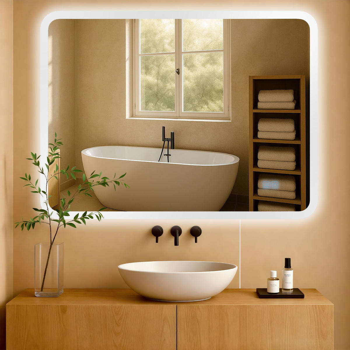 BADSPIEGEL Wien 70x100 ohne Bluetooth 100x3,5x70cm Glas Klarglas Badezimmerspiegel - Klar, Glas (100/70/3.5cm) - DELUKE