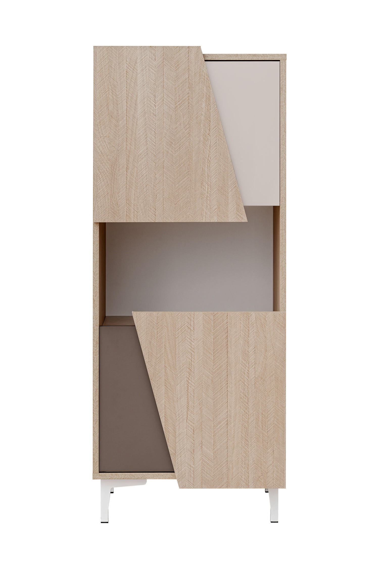 VITRINE Viste braun / weiß hochglanz 50cm / 40cm / 122cm - Ecru/Weiß Hochglanz, Holz/Holzwerkstoff (50/122/40cm) - Furnival