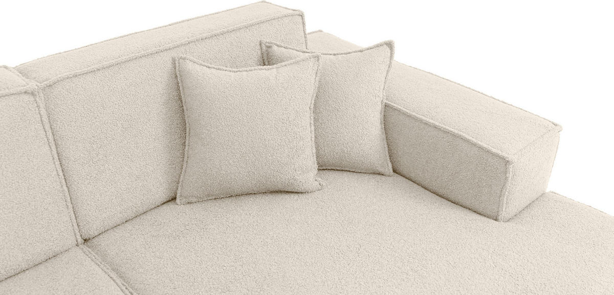 ECKSOFA Hana Loft 3-Sitzer Ecke Rechts, Boucle, Creme 241/80/168 cm - Schwarz/Weiß, Textil/Metall (241/168cm) - WFL GROUP