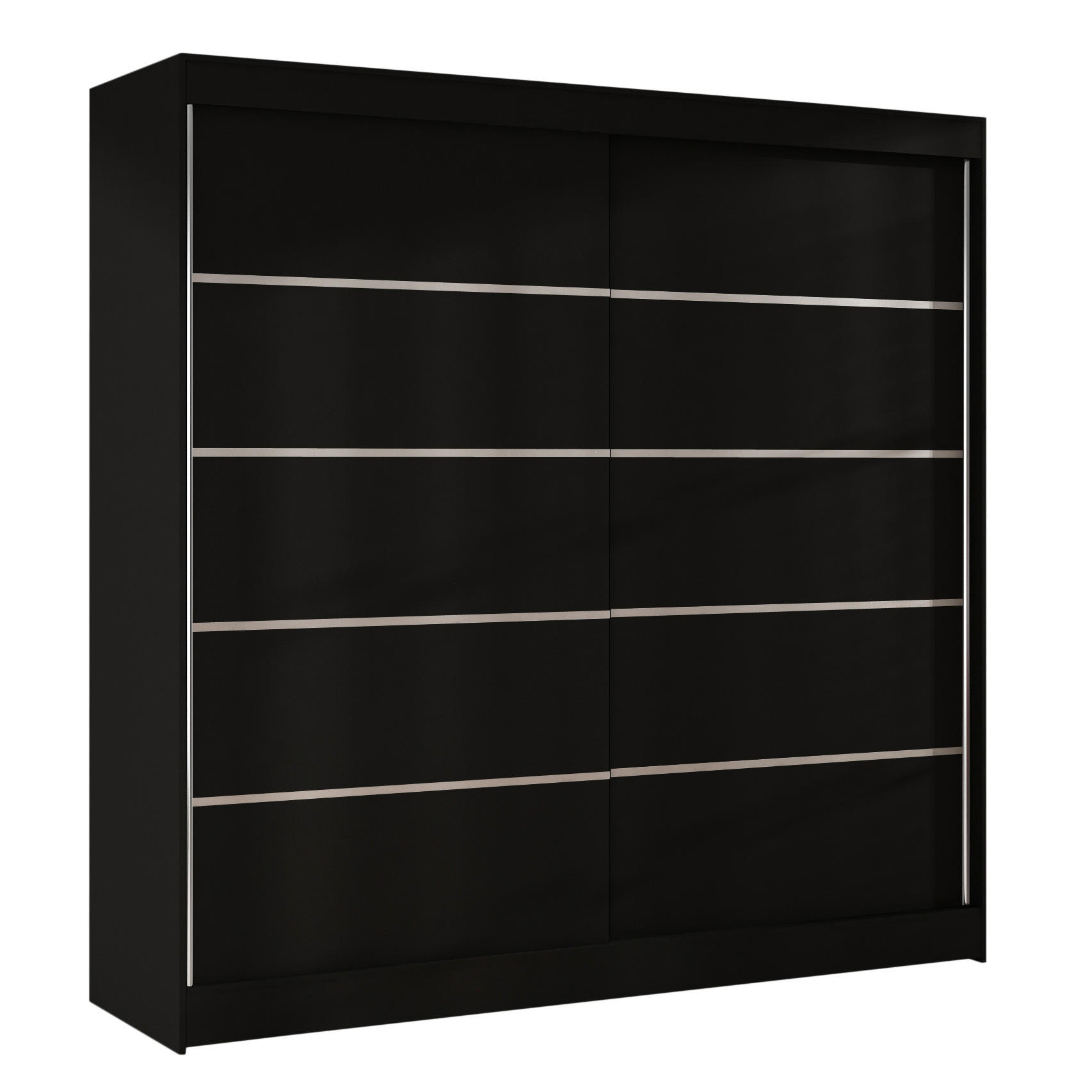 SCHWEBETÜRENSCHRANK Basti IV - 200 cm - Schwarz, Holzwerkstoff/Metall (200/215/58cm) - Sofnet