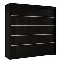 SCHWEBETÜRENSCHRANK Basti IV - 200 cm - Schwarz, Holzwerkstoff/Metall (200/215/58cm) - Sofnet