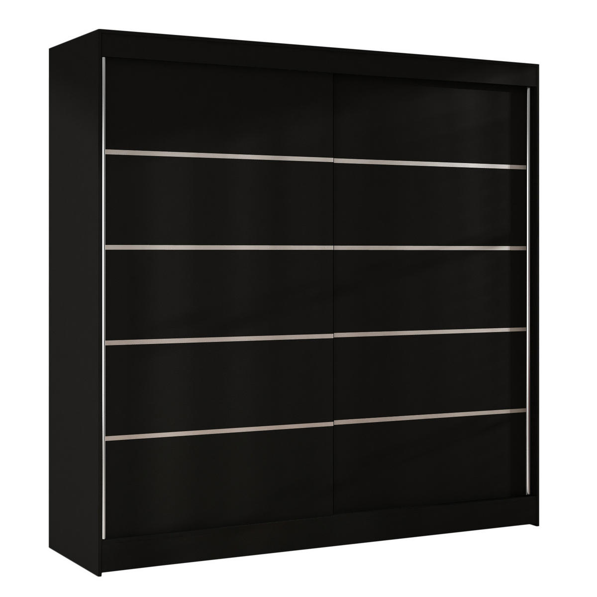 SCHWEBETÜRENSCHRANK Basti IV - 200 cm - Schwarz, Holzwerkstoff/Metall (200/215/58cm) - Sofnet